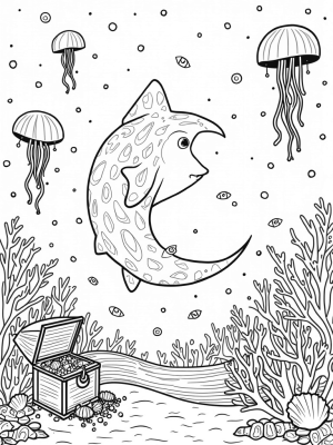 Crescent Moon Shark in a Coral Maze