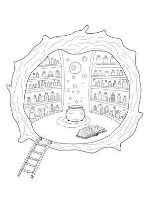 Potion Laboratory Inside a Giant Tree Trunk