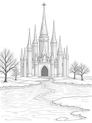 Shimmering Ice Palace by a Frozen Lake