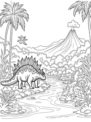 Stegosaurus in a Prehistoric Jungle