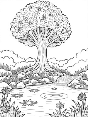 Colossal Tree in a Lush Forest Clearing
