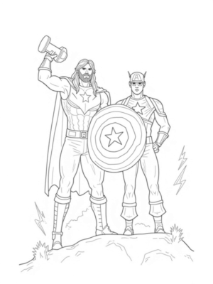 Thor and Captain America Stand Ready for Battle