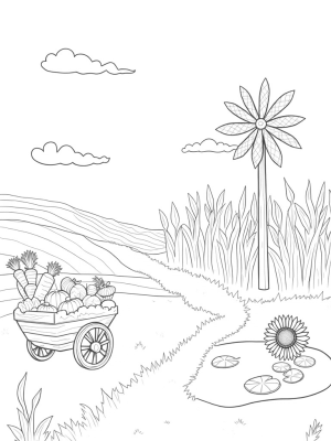 Giant Corn Stalks and a Colorful Windmill