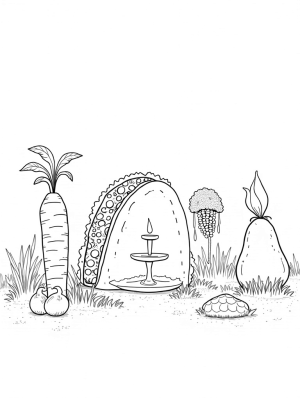 Oversized Fruits and Vegetables Garden with Taco Archway