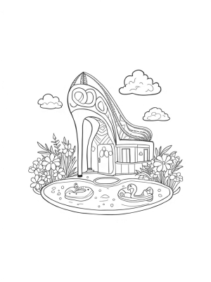 High Heel Dream House with Flamingos and Flowers