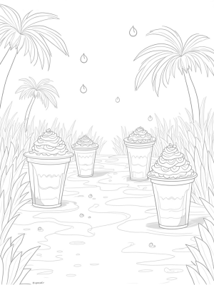 Boba Tea Garden with Oversized Cups and Tasty Toppings