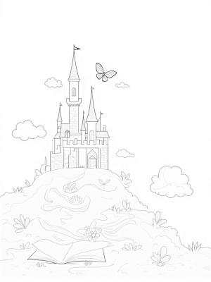 Enchanting Castle on a Hill with Magical Clouds