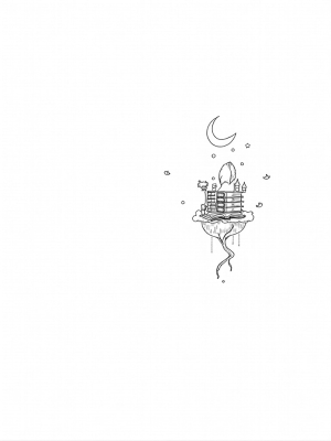 Floating Library in the Clouds with Spellbooks and Candles