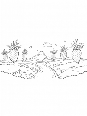 Giant Strawberries and Pineapple Trees in a Fruit Garden