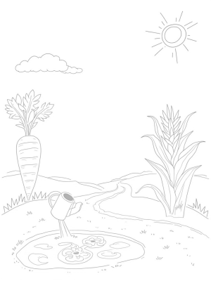 Giant Vegetables in a Whimsical Farm Landscape