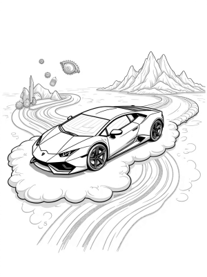 Futuristic Lamborghini on a Cloud