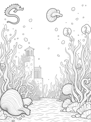 Underwater Garden with Jellyfish and Coral Castle
