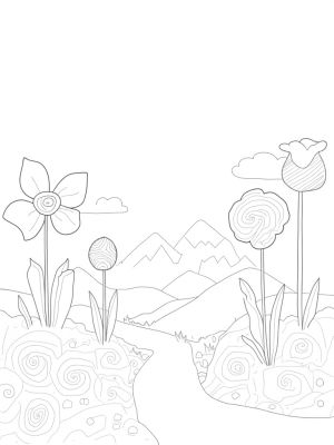 Oversized Flowers and Spiral Trees Landscape