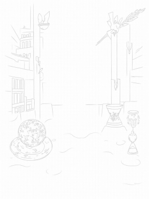 Enchanted Library with Floating Candles and Spellbooks