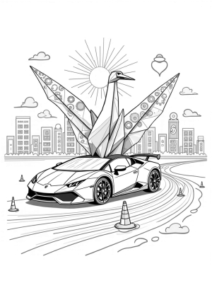 Lamborghini and Origami Crane Fusion