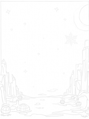 Frosty Ice Landscape with Crystal Formations and Ice Animals