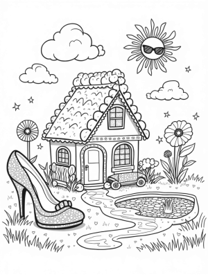 Candy Dreamhouse with Sparkly High Heel and Pool
