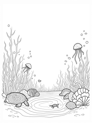 Underwater Garden with Coral Trees and Jellyfish