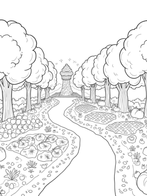 Fruit Orchard with Balloon Trees and Cupcake Mountain