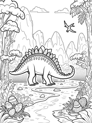 Stegosaurus in a Prehistoric Jungle