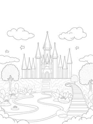 Crystal Castle Surrounded by a Magical Garden