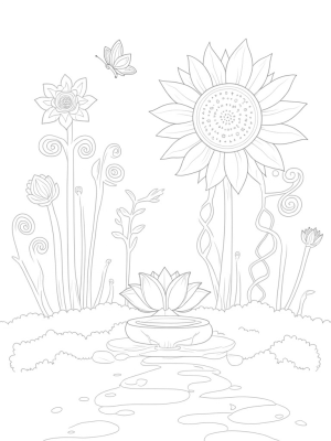 Giant Sunflower and Whimsical Garden