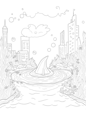 Underwater City with Shark Skyscrapers and Coral Gardens