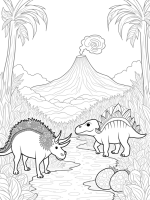 Triceratops Crowned in a Prehistoric Jungle
