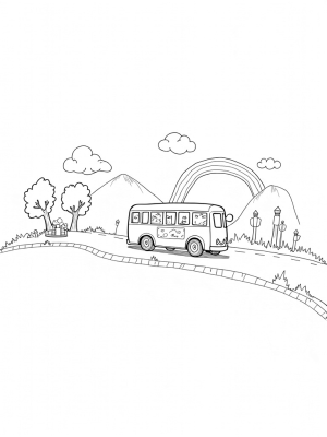 Giant Pencil Bus on a Crayon Road