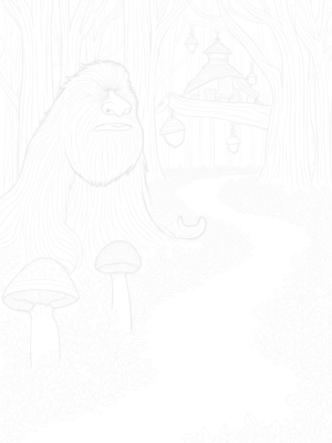 Twisted Forest Path with Gruffalo Stone and Treehouse