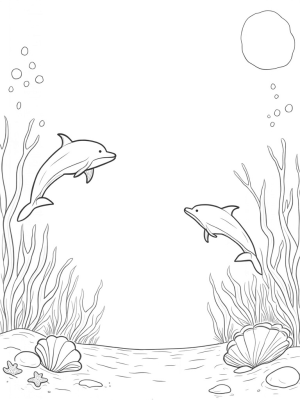 Dolphins Leaping Through a Colorful Coral Garden