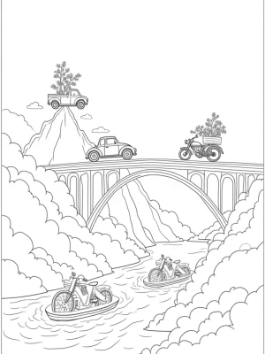 Floating Cars and Flower Trucks in a Whimsical Cityscape