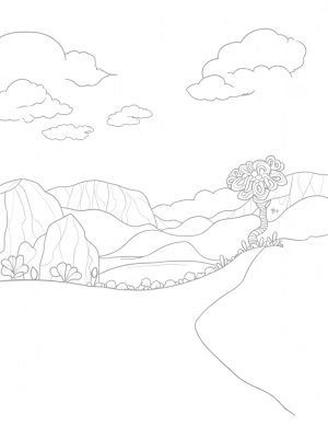 Patchwork Hills and Whimsical Clouds