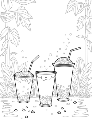 Oversized Boba Cups in a Whimsical Tea Garden