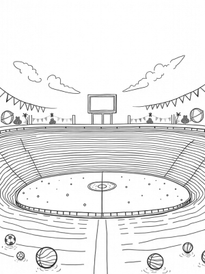 Twisting Football Field with Giant Whistle and Inflatable Sports Balls