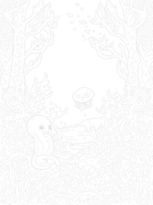 Underwater Forest with Friendly Octopus and Playful Dolphin