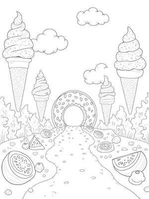 Ice Cream Cone Forest with Donut Archway