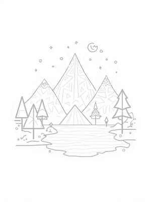 Triangular Mountain Range Under a Starry Sky