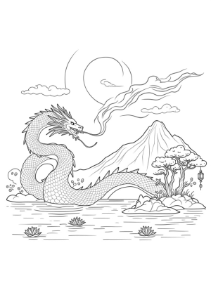 Majestic Dragon Coiled Around a Colossal Mountain Peak