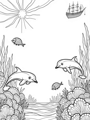 Underwater Oasis with Dolphins and Jellyfish