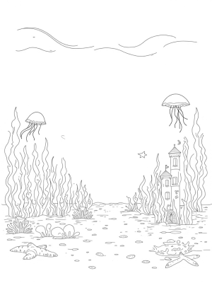 Underwater Garden with Jellyfish and Coral Castle