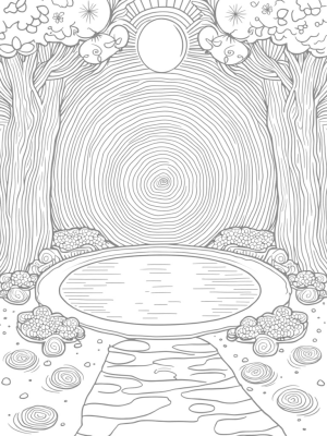 Circular Grove with Tree Rings and Pond