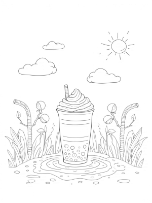 Boba Garden with Giant Tapioca Pearls and Whipped Cream Cup