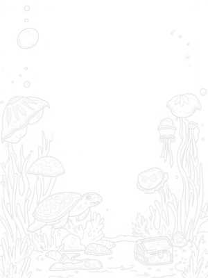 Underwater Garden with Coral Flowers and a Turtle