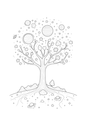 Celestial Garden with Planet Flowers