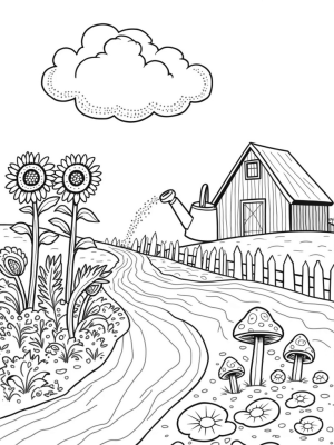 Barn-Shaped Cloud Over a Colorful Farm Field