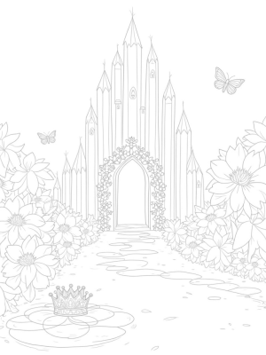 Crystal Castle Surrounded by Vibrant Flowers