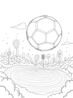 Colossal Soccer Ball Above a Vibrant Cityscape