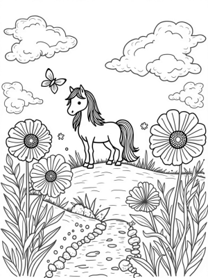 Majestic Pony in a Vibrant Meadow