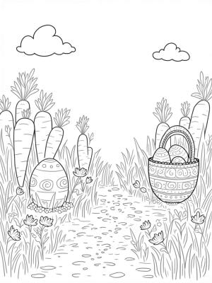 Oversized Eggs and Fluffy Chicks in a Garden